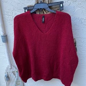 Vince v neck sweater wool blend oversized. See below for size details. Clr: ruby
